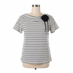 Jessica‎ Max Blouse Womens XL Black White Striped Top Flower Whimsigoth Y2K